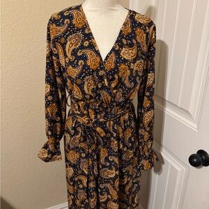 Paisley Print Wrap Dress
